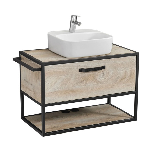 Тумба Aquaton Лофт Фабрик 80 Дуб Эндгрейн/1WH501709 Раковина Одри Soft (квадрат)/1A243003LTDU0 Столешница Дуб Эндгрейн (1A2424K2LTDU0)