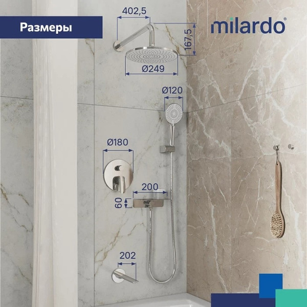 Душевая система Milardo Rora встраиваемая, хром (RORSB03M68)