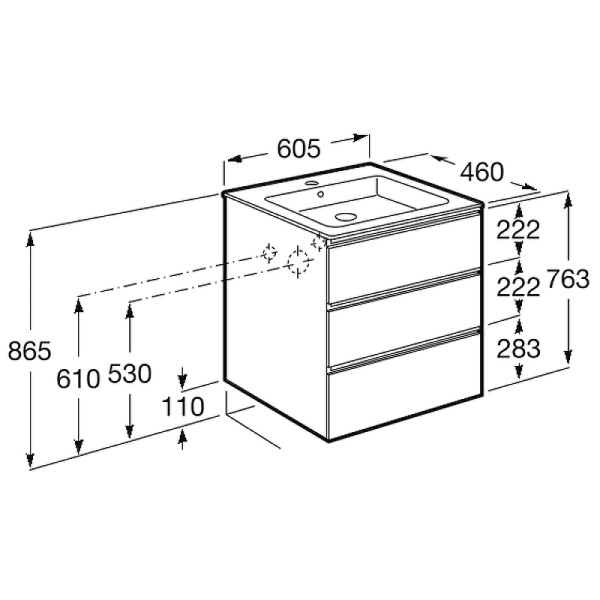 Тумба подвесная Roca The Gap 58,5x45,3x74,1 белый глянцевый (857404806)