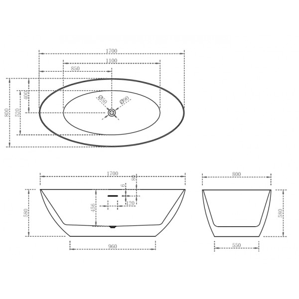 Ванна акриловая Abber 170x80 белая (AB9374-1.7)