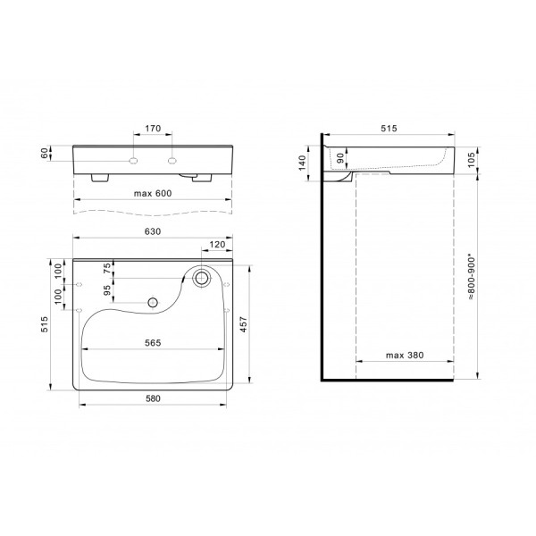 Раковина над стиральной машиной Santek Клио 600x515x140 белая (1WH501769)