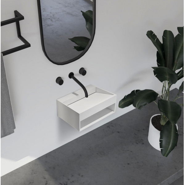 Тумба-раковина подвесная Abber Stein 280x600x480 белая матовая (AS2645-0.6)