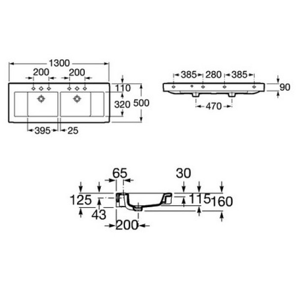 Раковина встраиваемая Roca Stratum 130х50 (327630000) Раковина встраиваемая Roca Stratum 130х50 (327630000)