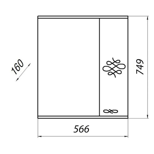 Шкаф зеркальный Melodia Версаль 55С белый (MFR14767WT)