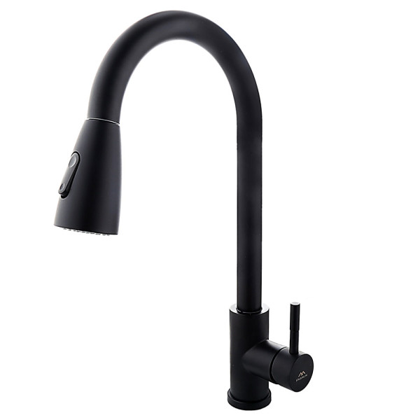 Смеситель для кухни Fashun с выдвижным изливом чёрный (A56109-7)