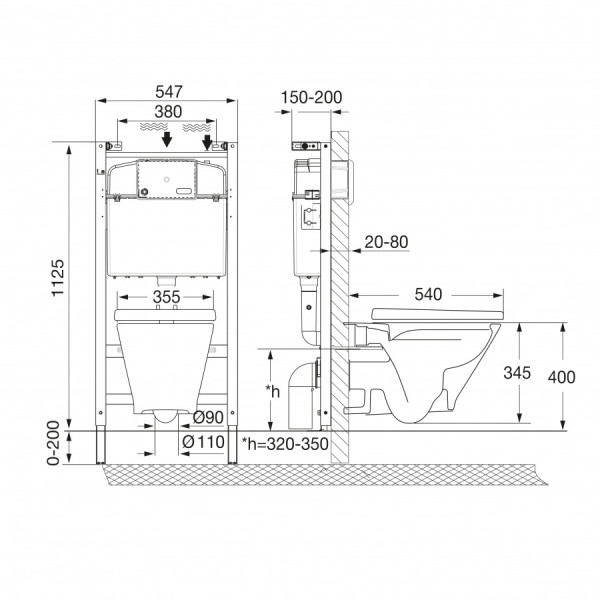 Инсталляция с унитазом Roca The Gap с сиденьем микролифт, с клавишей смыва хром глянцевый (7.8931.0.410.0)