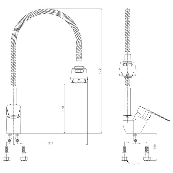 Смеситель для кухни Rossinka S35-26 с гибким изливом (S35-26) Смеситель для кухни Rossinka S35-26 с гибким изливом (S35-26)