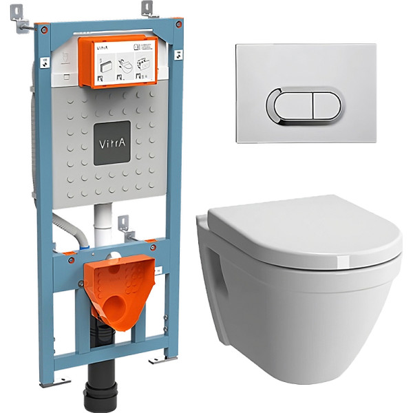 Комплект инсталляция Vitra c унитазом S50, с сидением, клавишей (9003B003-7201) хром