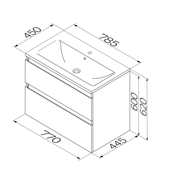 Тумба подвесная AM.PM X-Joy 80x60 2 ящика, черный матовый (M85AFHX0802BM)