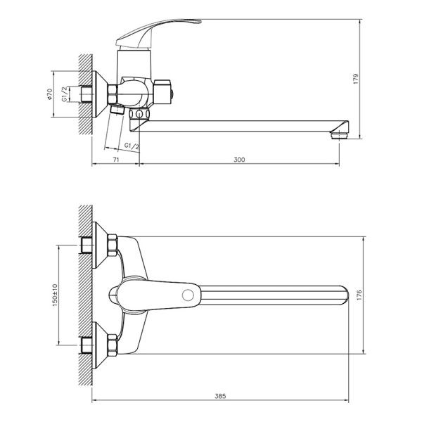 Смеситель для ванны и душа Decoroom DR71 хром (DR71043)