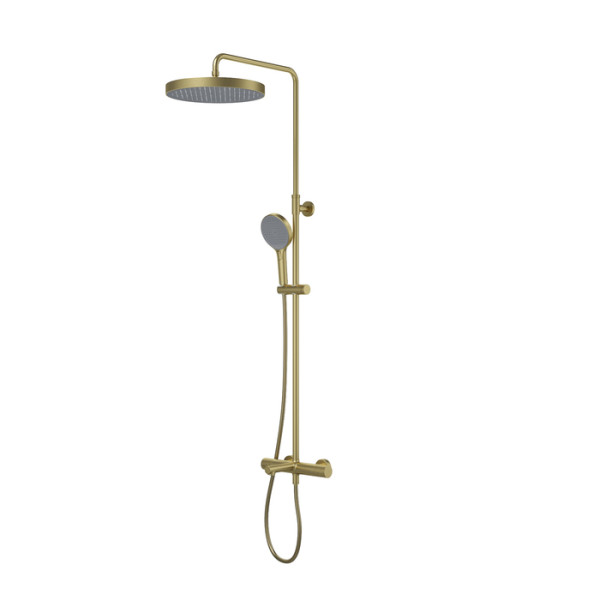 Душевая система Iddis Duna с тропическим душем изливом и термостатом матовое золото (DUNMGSTi06)