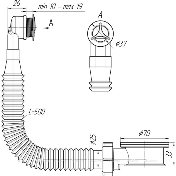 Колько адаптерное с круглым вертикальным переливом АНИ (длина резьбы 27 мм.) АНИ пласт (N420SR2)