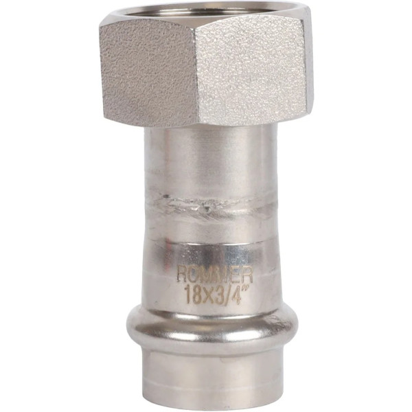 Переход 18х3/4"B с накидной гайкой Rommer из нержавеющей стали (пресс) (RSS-0026-001834) Переход 18х3/4"B с накидной гайкой Rommer из нержавеющей стали (пресс) (RSS-0026-001834)