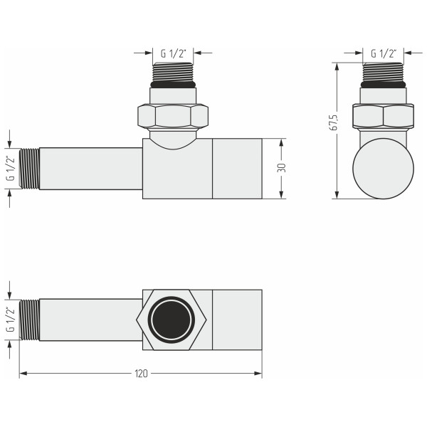 Вентиль угловой Сунержа 1/2"х1/2" НР под шестигранник матовый черный (31-1404-1212)