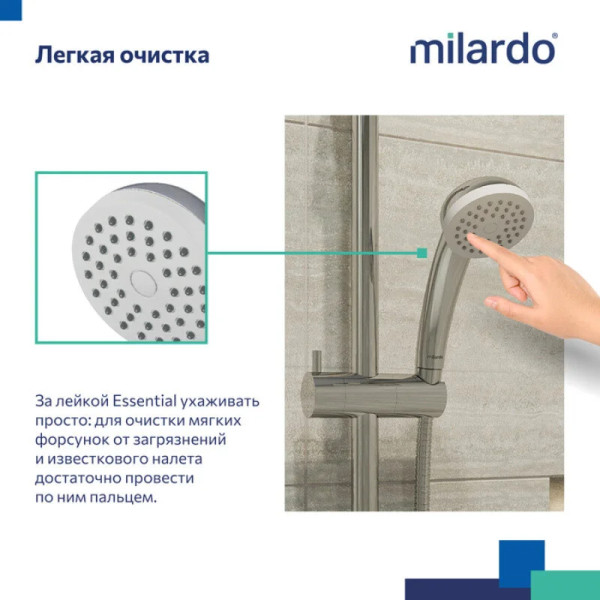 Душевая лейка Milardo Essential хром (1401F66M18)