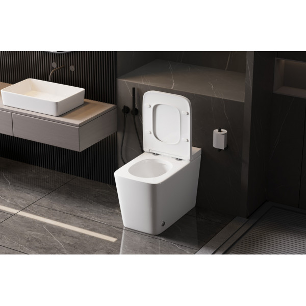 Унитаз напольный ABBER Rechteck белый с импульсным смывом (AC1213P)