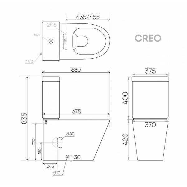 Унитаз напольный Creo с сиденьем микролифт (COMBO CR1002R)