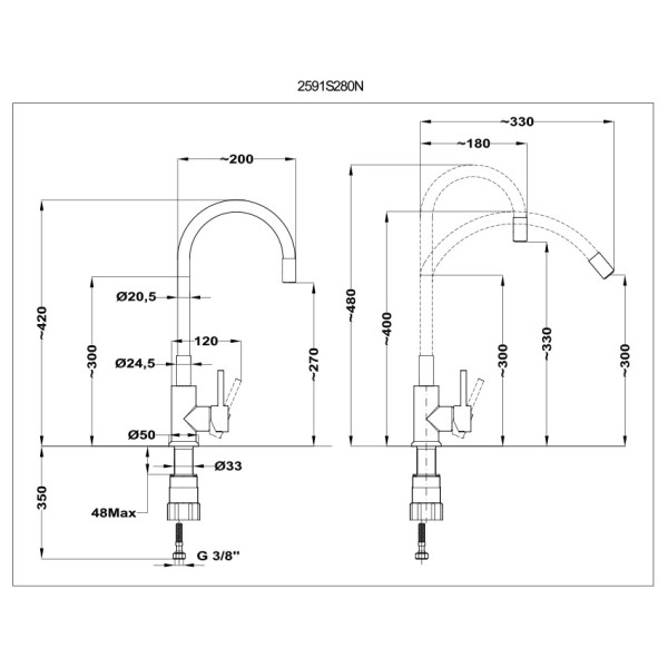 Смеситель для кухни Mofem Evo X белый гибкий излив 200 мм (25.91S.280 W)