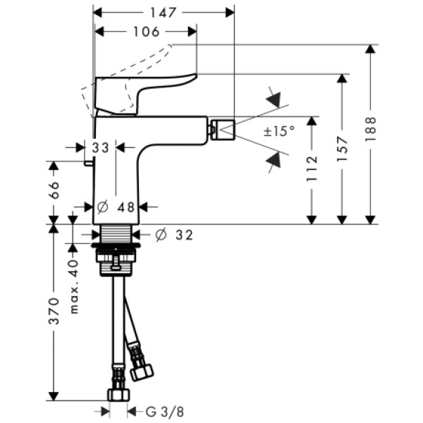 Смеситель для биде Hansgrohe Metris (31280000) Смеситель для биде Hansgrohe Metris (31280000)