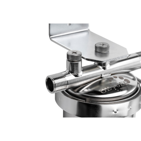 Фильтр колбовый Гейзер Тайфун 1/2" 10SL со сливом (нержавеющая сталь, с универсальным картриджем для холодной и горячей воды) (32069) Фильтр колбовый Гейзер Тайфун 1/2" 10SL со сливом (нержавеющая сталь, с универсальным картриджем для холодной и горячей воды) (32069)