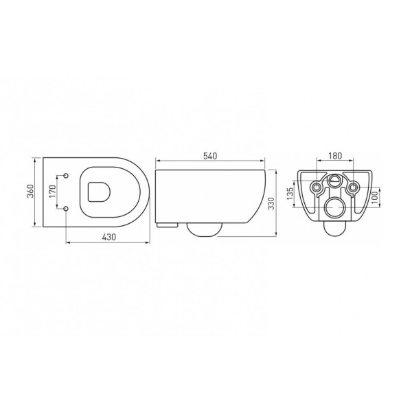 Унитаз подвесной Berges Ego XL 540*360*330 бежевый (082728)