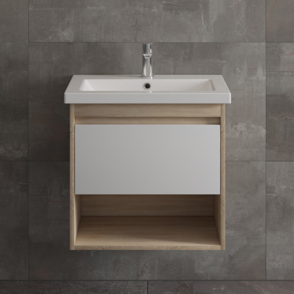 Тумба подвесная Melodia Этюд 60 (Como 60) 1 ящик белая/сонома (MFR80037SW)