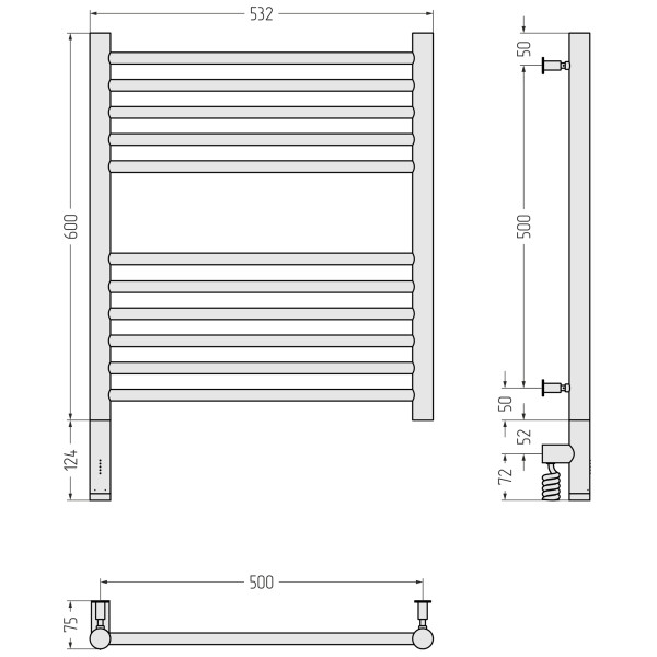 Полотенцесушитель электрический Сунержа Богема 3.0 прямая 600x500 провод слева матовый белый (30-5804-6050) Полотенцесушитель электрический Сунержа Богема 3.0 прямая 600x500 провод слева матовый белый (30-5804-6050)