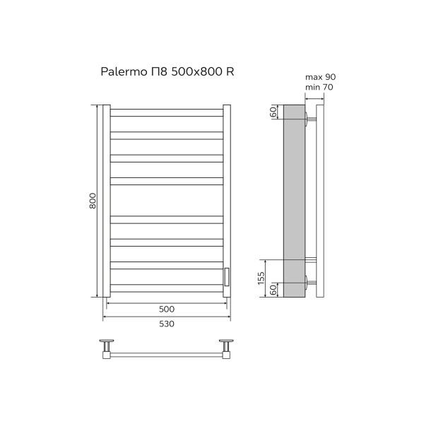 Полотенцесушитель электрический Azario Palermo 500x800 белый