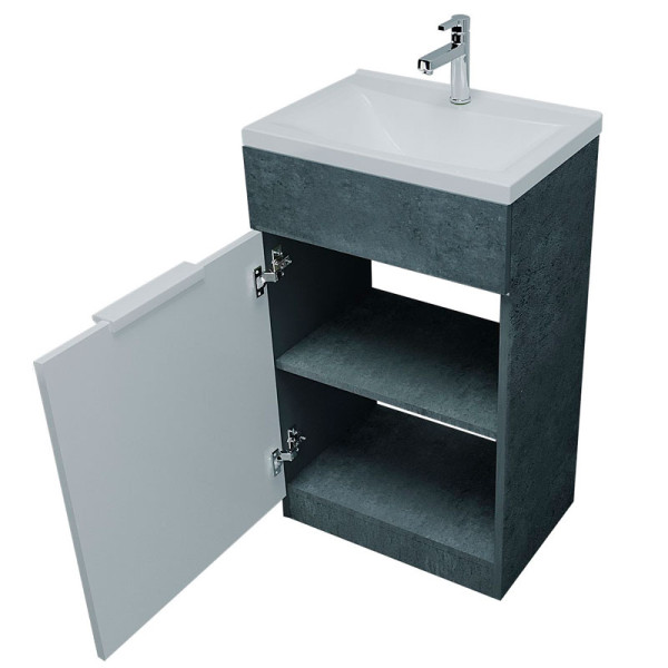 Тумба напольная 1Marka Revo 500*350*850 с раковиной, бетон (У99086)