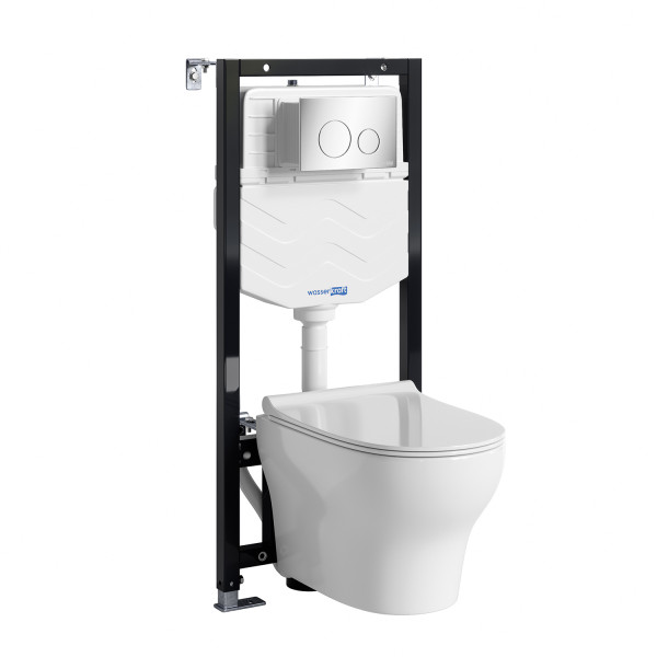 Комплект инсталляция с унитазом WasserKRAFT Aller с клавишей смыва хром c сиденьем дюропласт (10TLT.010.ME.CH02.H001)