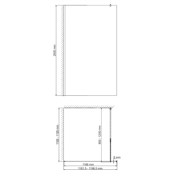 Душевая перегородка WasserKraft Abens 120*200 стекло прозрачное, профиль черный (20W40)