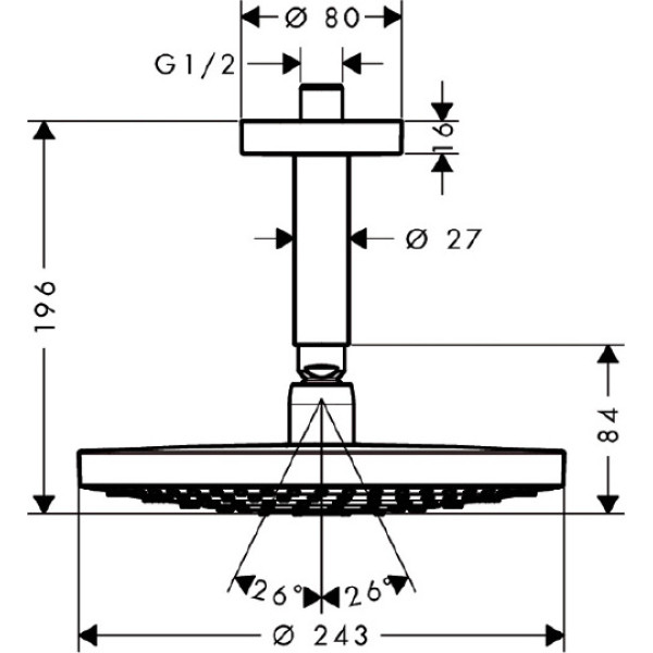 Душ верхний Hansgrohe  Raindance Select S 240 2jet (26467000)