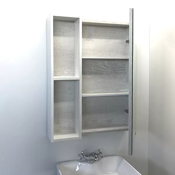 Шкаф зеркальный Comforty Прага 600x140x800 дуб белый (00004147599)