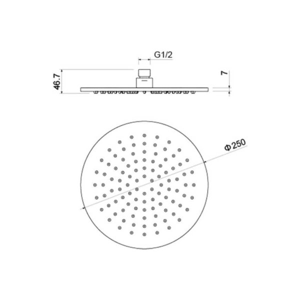 Верхний душ Aquatek 250*7 мм хром (AQ2077CR)