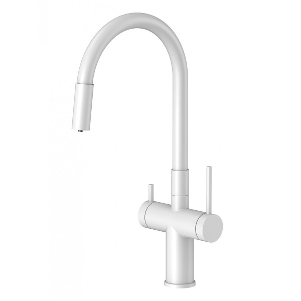 Смеситель для кухни Santek Энсо с переключателем на фильтр, с гибким изливом белый (WH5A43127B001)