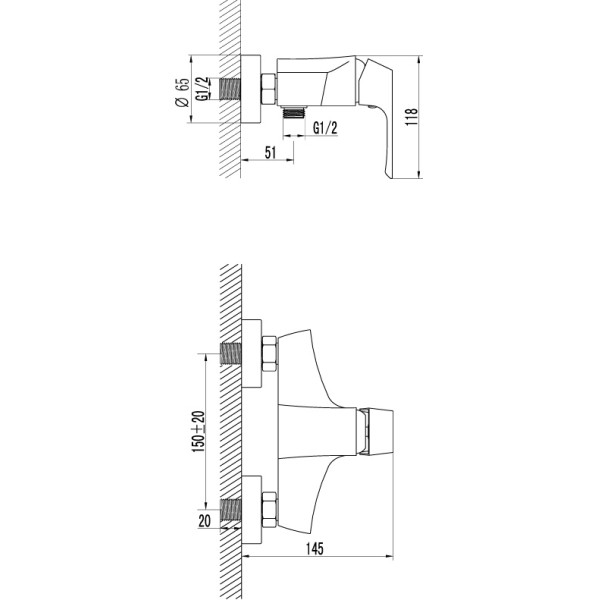 Смеситель для душа Lemark Unit с душевым комплектом (LM4503C)