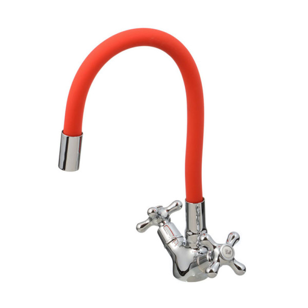 Смеситель для кухни Ex-promt Cross с гибким изливом, хром (Ex102.2-01 red)