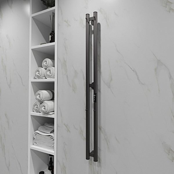 Полотенцесушитель электрический Indigo Style 1200x100 унив.подкл.RxL, Gun Metal (LSE120-10GNSRt)