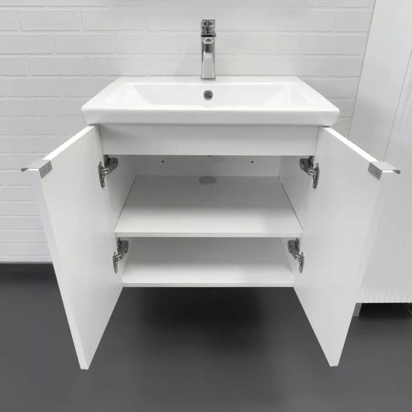 Тумба подвесная с раковиной Comforty Лима 600x450x560 белый матовый (00-00019238)