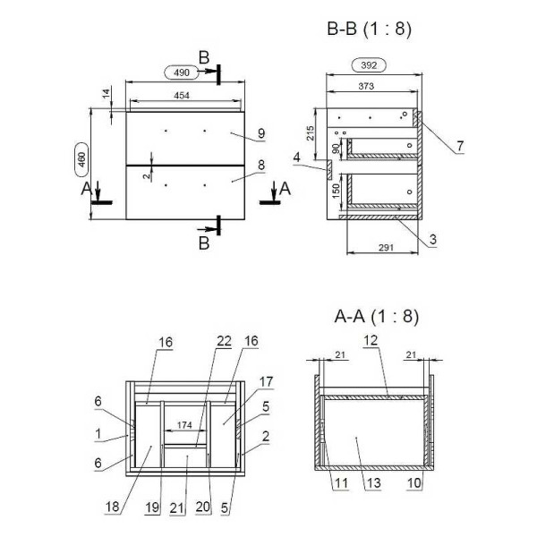 Тумба подвесная Cersanit Lara орех (64132)