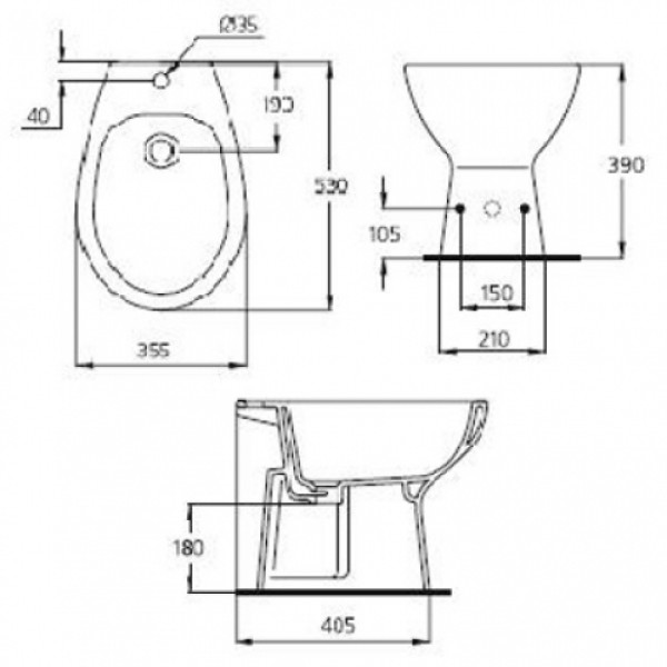 Биде напольное Ideal Standard Ecco 390x530x355 (W804001)