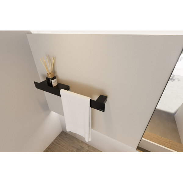 Полка с полотенцедержателем Abber Nischen 60x10,3x6 черная матовая (AN3011MB)