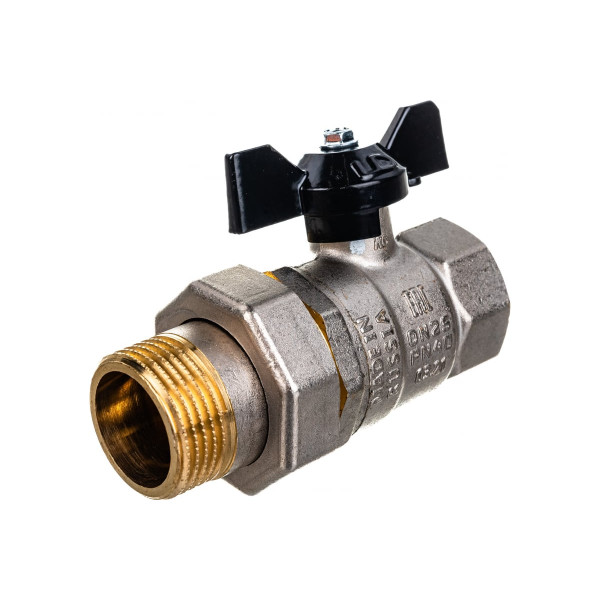 Кран 1" шаровый со сгоном LD Pride (чёрная бабочка) (LD 47.306.25) Кран 1" шаровый со сгоном LD Pride (чёрная бабочка) (LD 47.306.25)