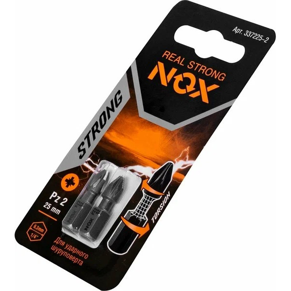 Бита Nox torsion C6,3 Pz2-25, 2 шт карта STRONG (337225-2)