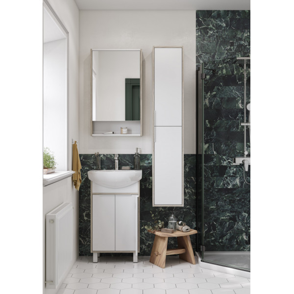 Пенал подвесной Aquaton Рико 300x273x1542 белый, ясень фабрик (1.A216.6.03R.IB9.0)