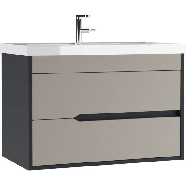 Тумба подвесная под умывальник Classica 80 Karat Серый тауп В2 Домино (DK3216T)