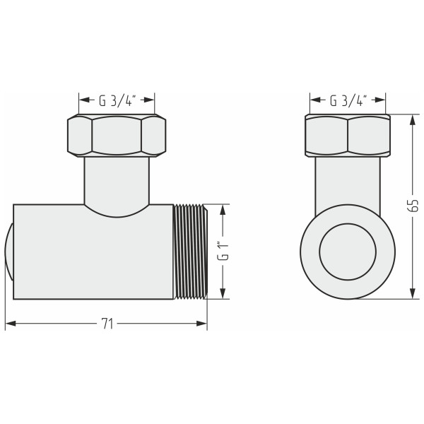 Уголок Сунержа со спускным клапаном 1"x3/4" НР/НГ матовый белый (30-1511-0134)