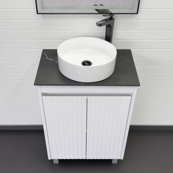 Тумба напольная Comforty Лея 600x950x400 черный глянцевый с раковиной (00-00019598)