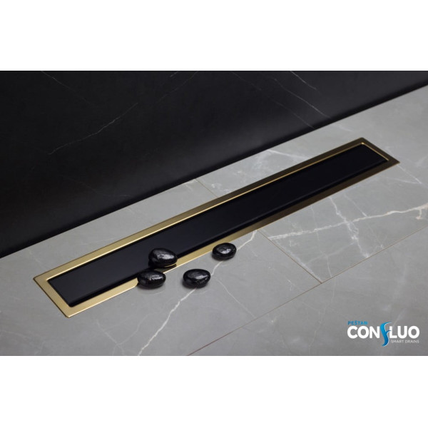 Душевой лоток Pestan Confluo Premium Line 750 Black Glass Gold хром матовый/черное стекло глянец, рамка золото (13100117) Душевой лоток Pestan Confluo Premium Line 750 Black Glass Gold хром матовый/черное стекло глянец, рамка золото (13100117)