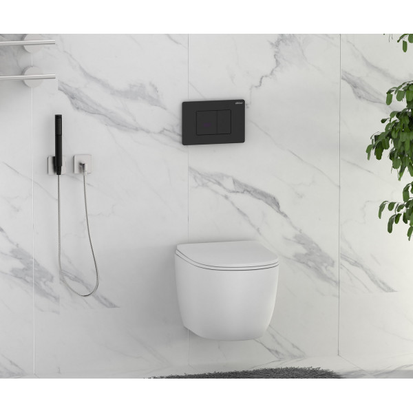 Клавиша смывная Abber с клавишей черная матовый (AC0122SMB) Клавиша смывная Abber с клавишей черная матовый (AC0122SMB)